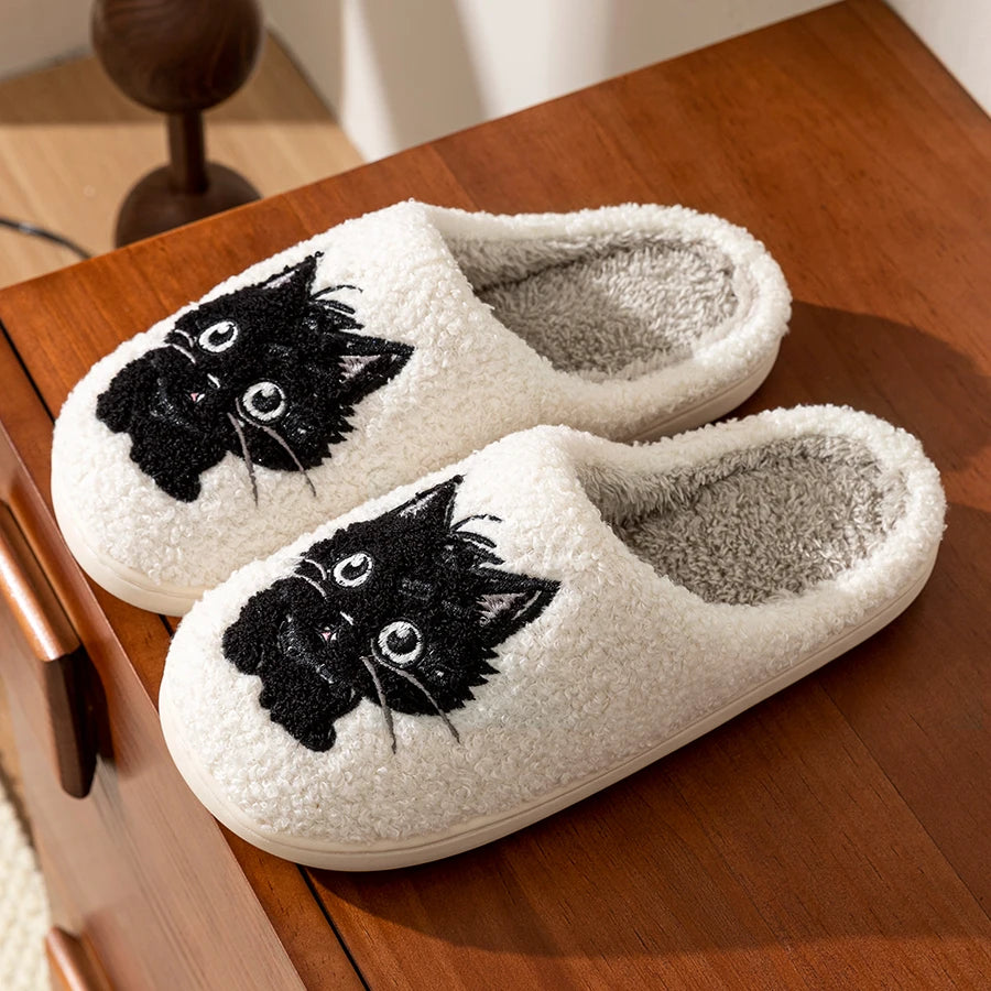 Cute Little Black Cat Women's Slippers.
