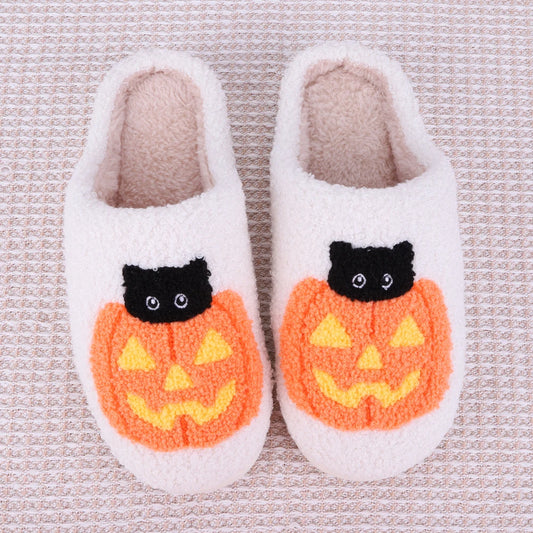Halloween Pumpkin Cat Slippers.