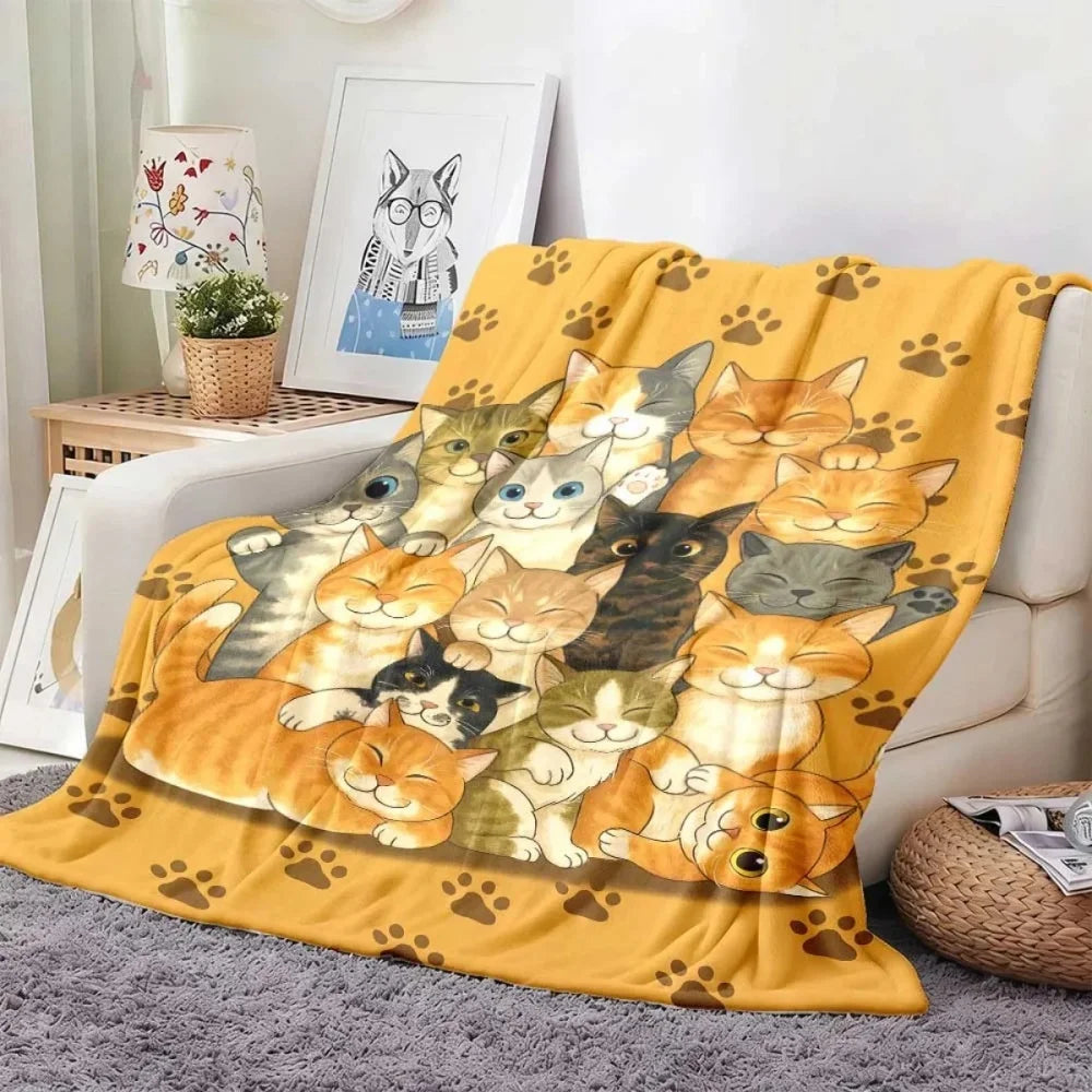 Cat Paw Print Flannel Blanket.