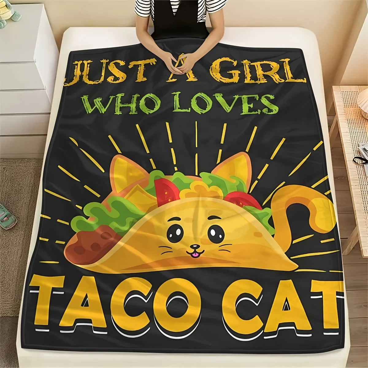 Taco Cat Flannel Blanket.