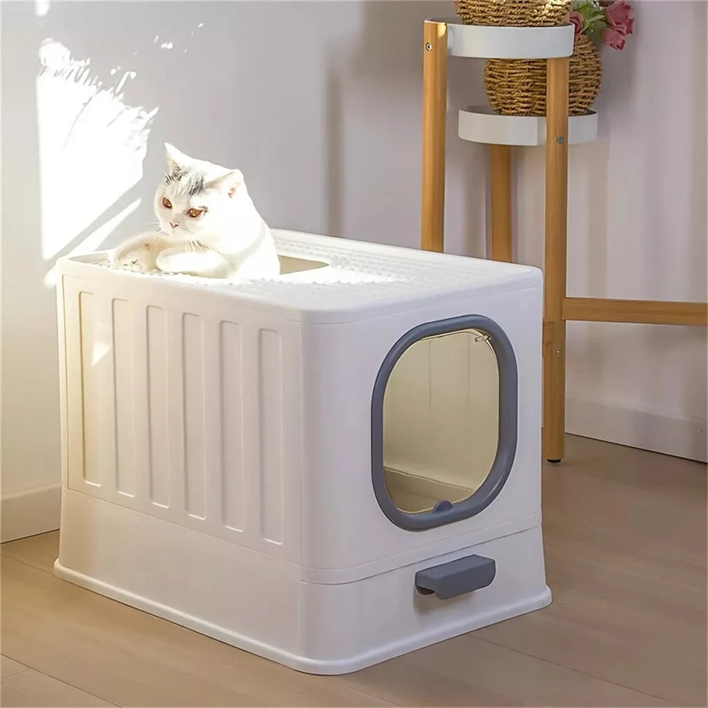 Leak-proof Enclosed Cat Litter Box.