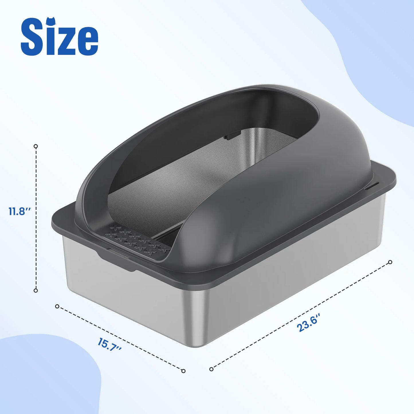JHK Stainless 24IN Steel Cat Litter Box.