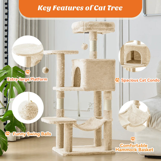 44IN Cat Tree Tower.        Pet Condo for Indoor Cats and Kittens Play