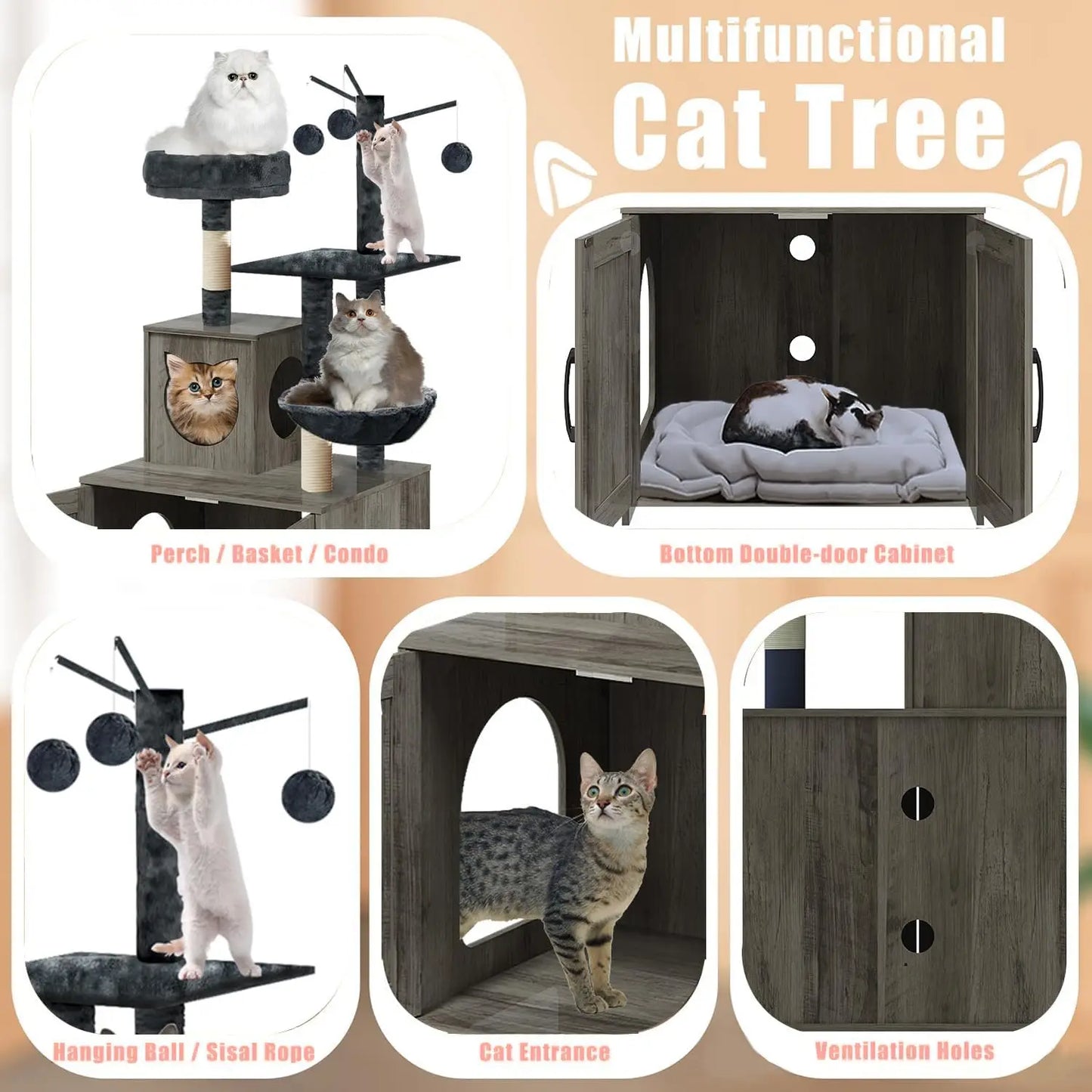 Cat Tree with Litter Box.