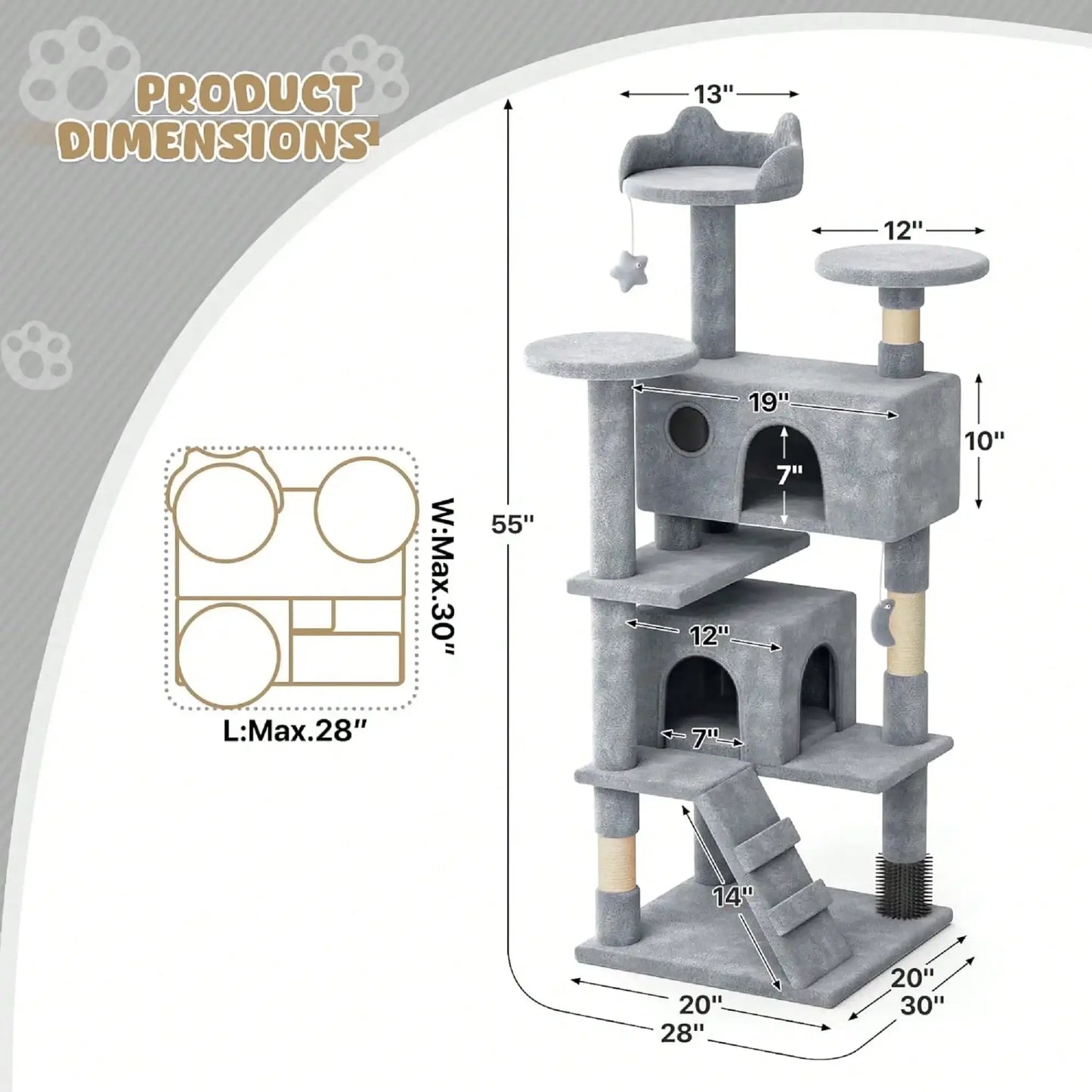 55" Cats Tower for Indoor Cats.