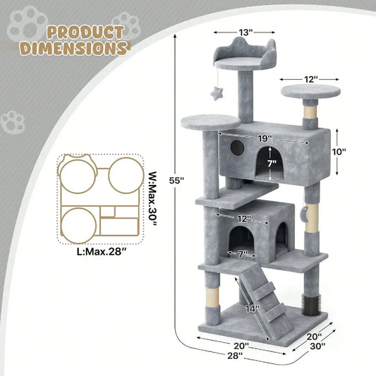 55" Cats Tower for Indoor Cats.
