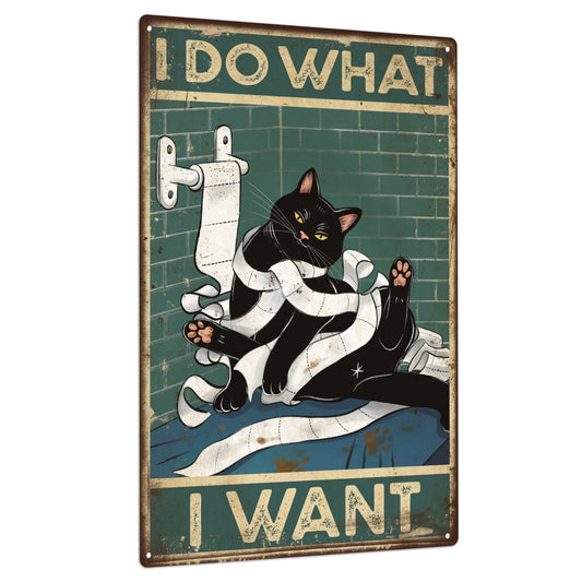 Putuo Decor Black Cat Tin Sign.