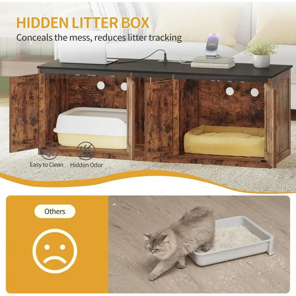 Cat Litter Box Enclosure for 2 Cats.