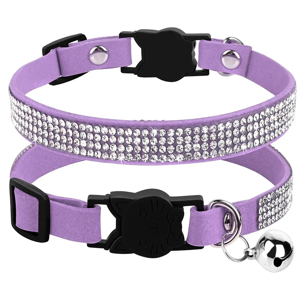 Soft Suede Leather Cat Collar.