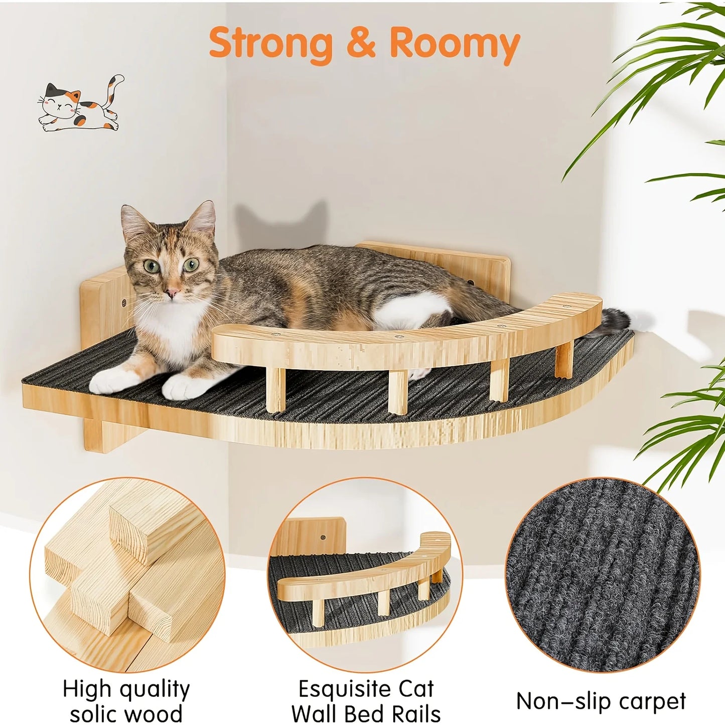 Pine Wood Cat Wall Shelves.