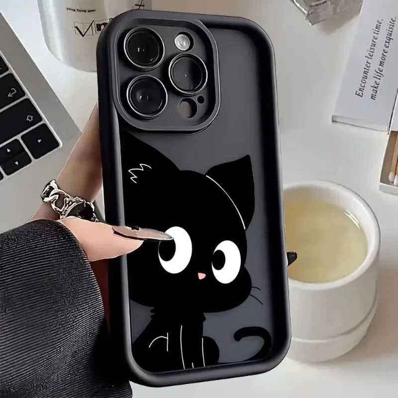 Cute Little Black Cat Luxury Phone Case.