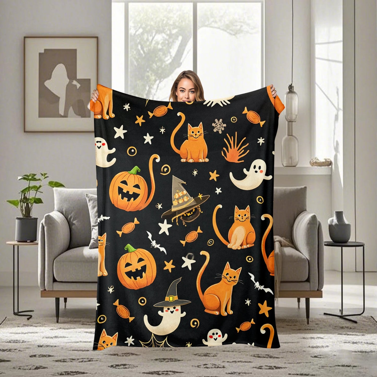 Halloween Flannel Throw Blanket.