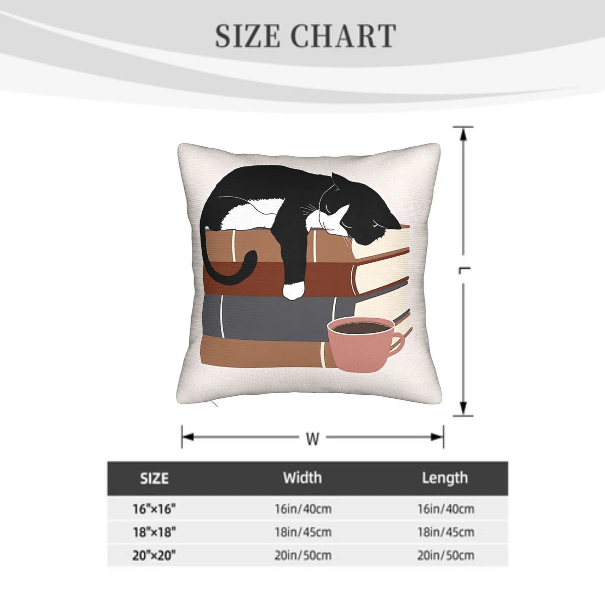 Cat Sleeping on Books Themed Pillow Cover.