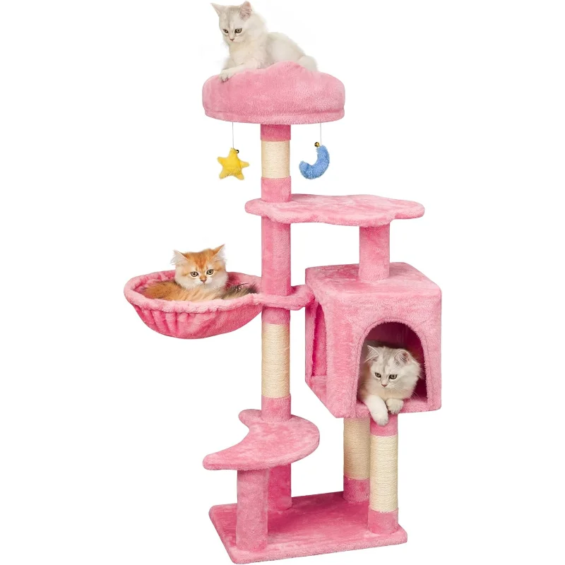 Cloud-Shaped Cat Tree.               Cat Scratching Post with Dangling Toys