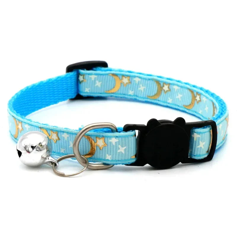 Cat Collar with Bell Cartoon Star Moon.