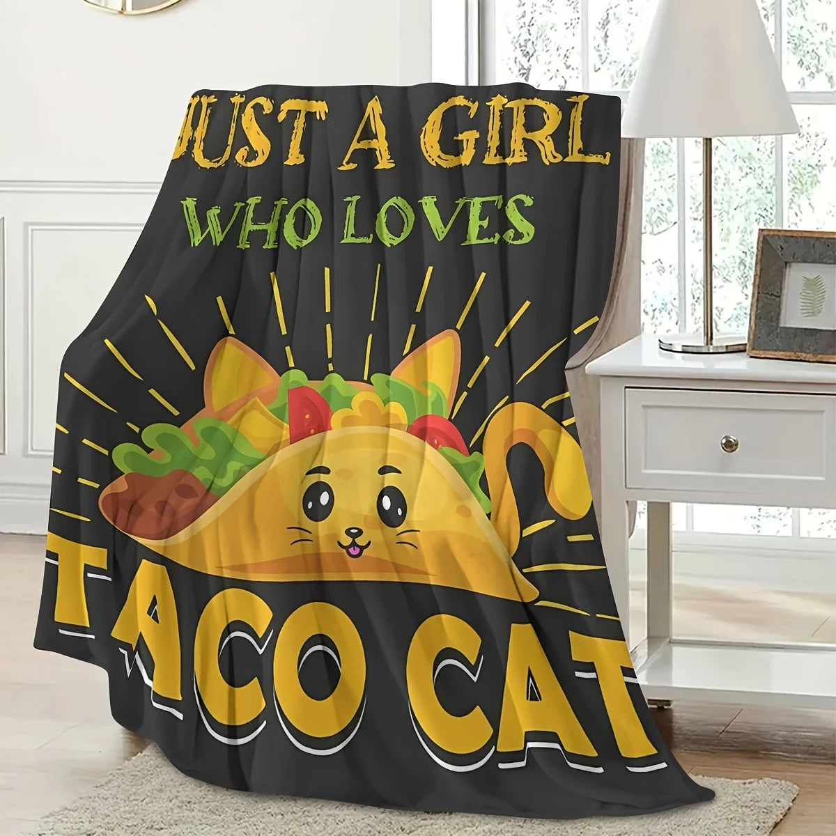 Taco Cat Flannel Blanket.