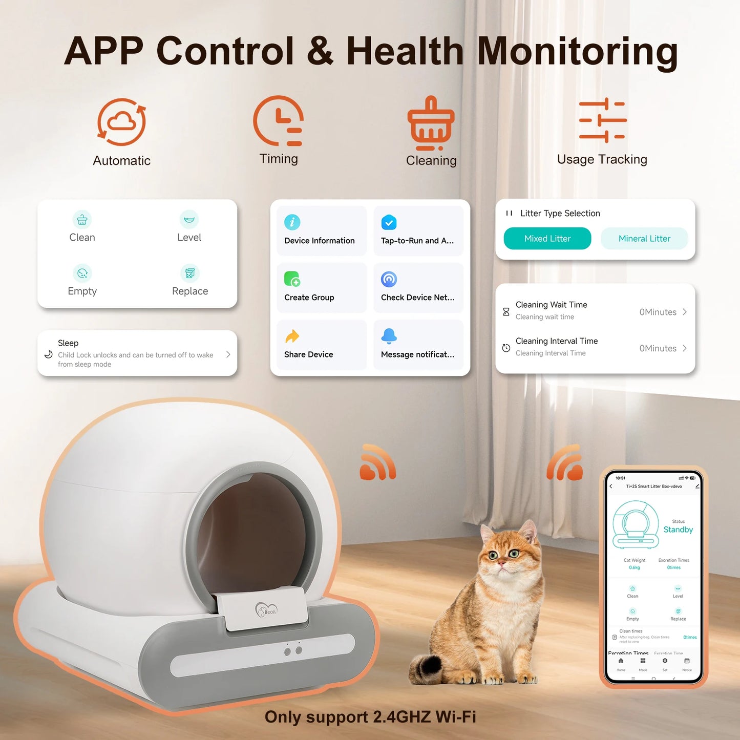 DOEL 65L Self-Cleaning Cat Litter Box.
