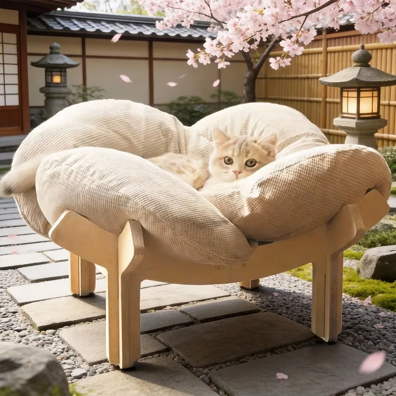 Wooden High Leg Cat Bed.