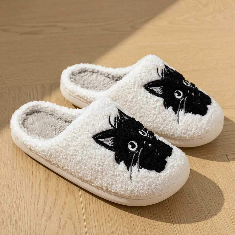 Cute Little Black Cat Women's Slippers.
