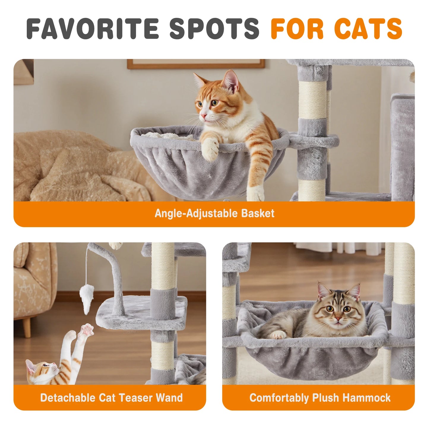 71In Cat Tree Tall Multi-Cat Climbing Tower.