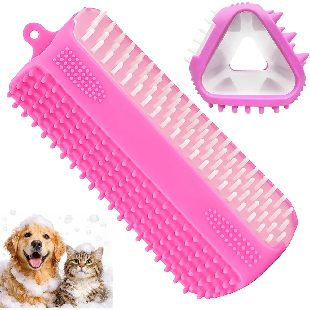 Triangular Wrap-Around Pet Grooming and Bath Brush.