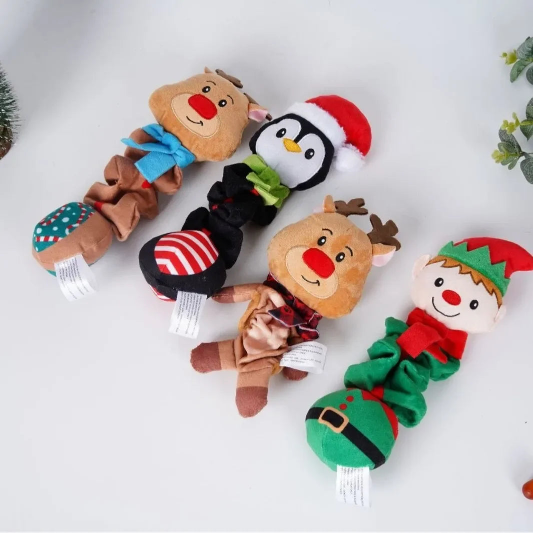 Christmas Elf Penguin Squeaky Dog Toy.