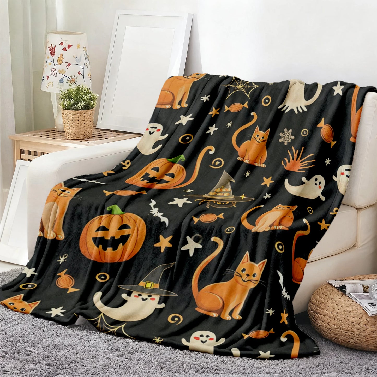 Halloween Flannel Throw Blanket.