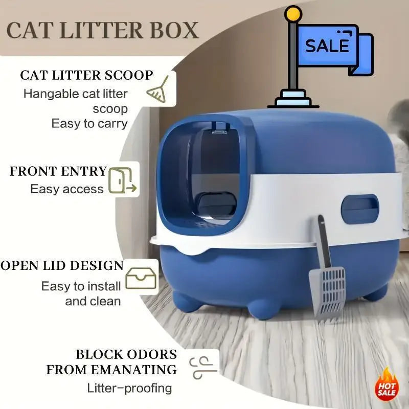 Spacious Covered Cat Litter Box.