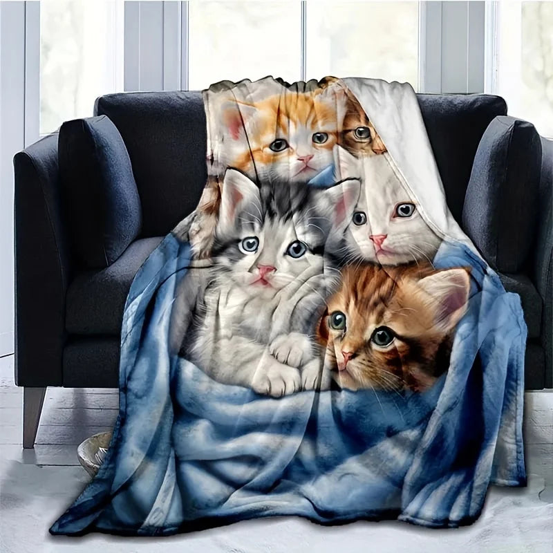 Cute Cat Thin Blanket.
