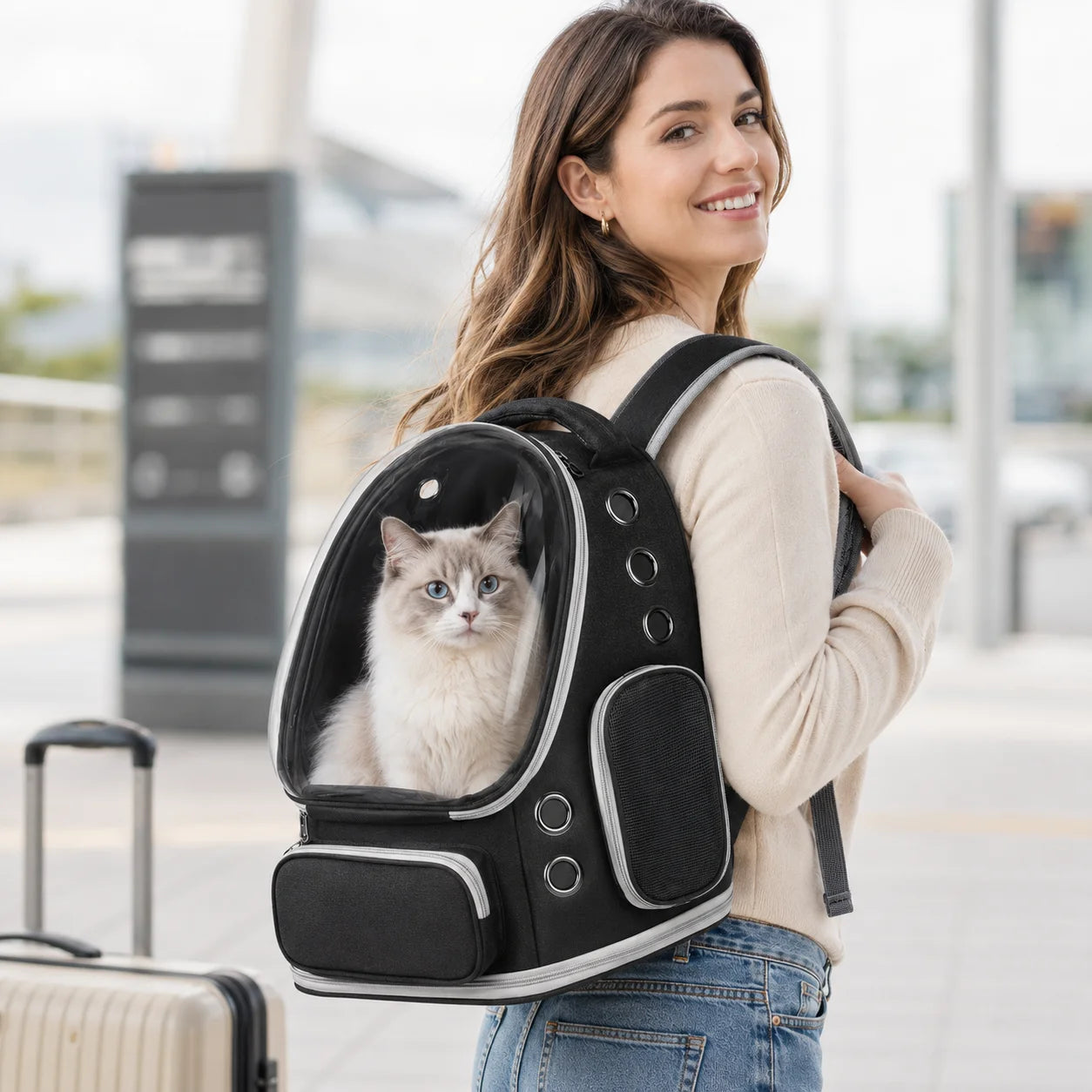 Space Capsule Cat Backpack.        for Cats Small Dogs Outdoor Trip
