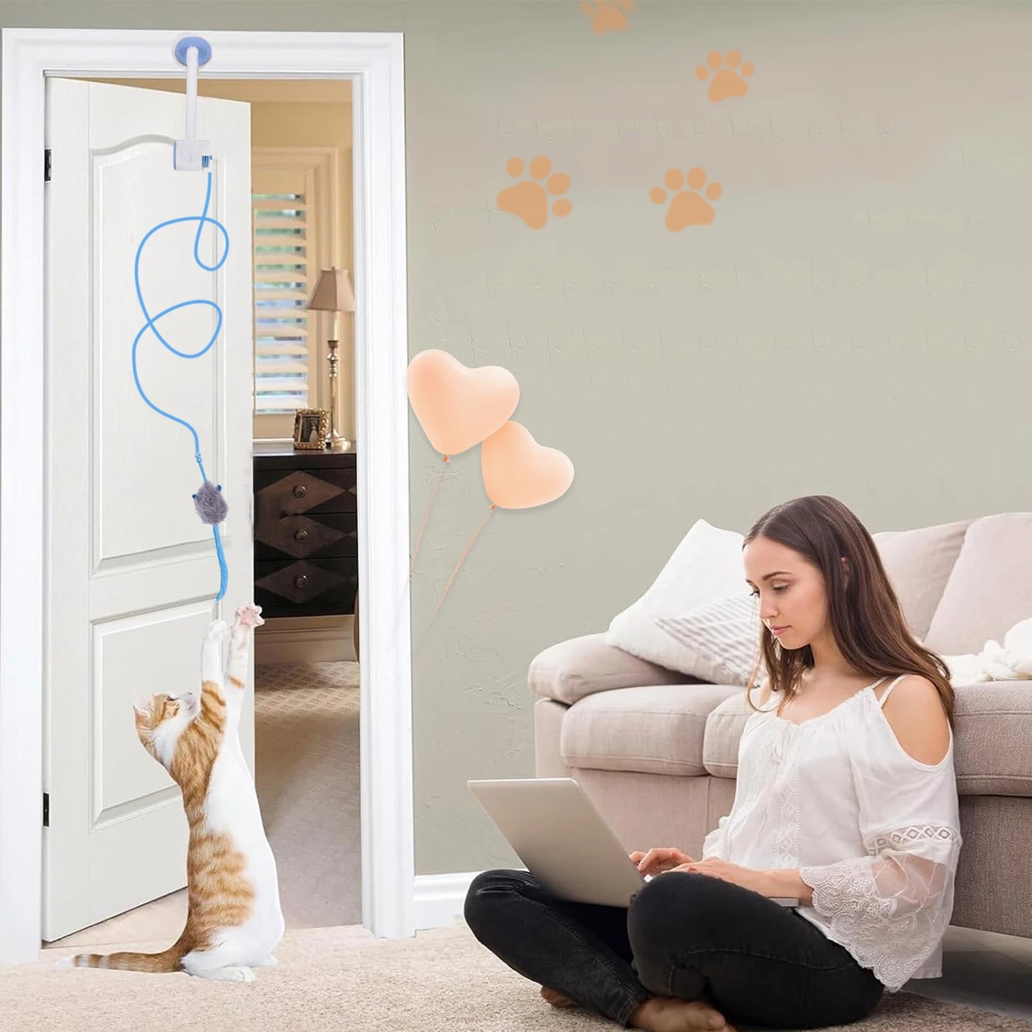 Door Hanging Auto-Rebound Cat Toy.