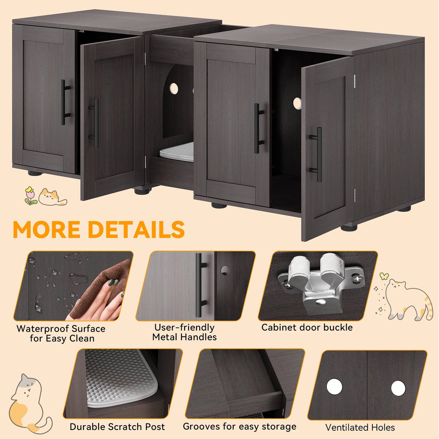 Double-Room Cat Litter Box.