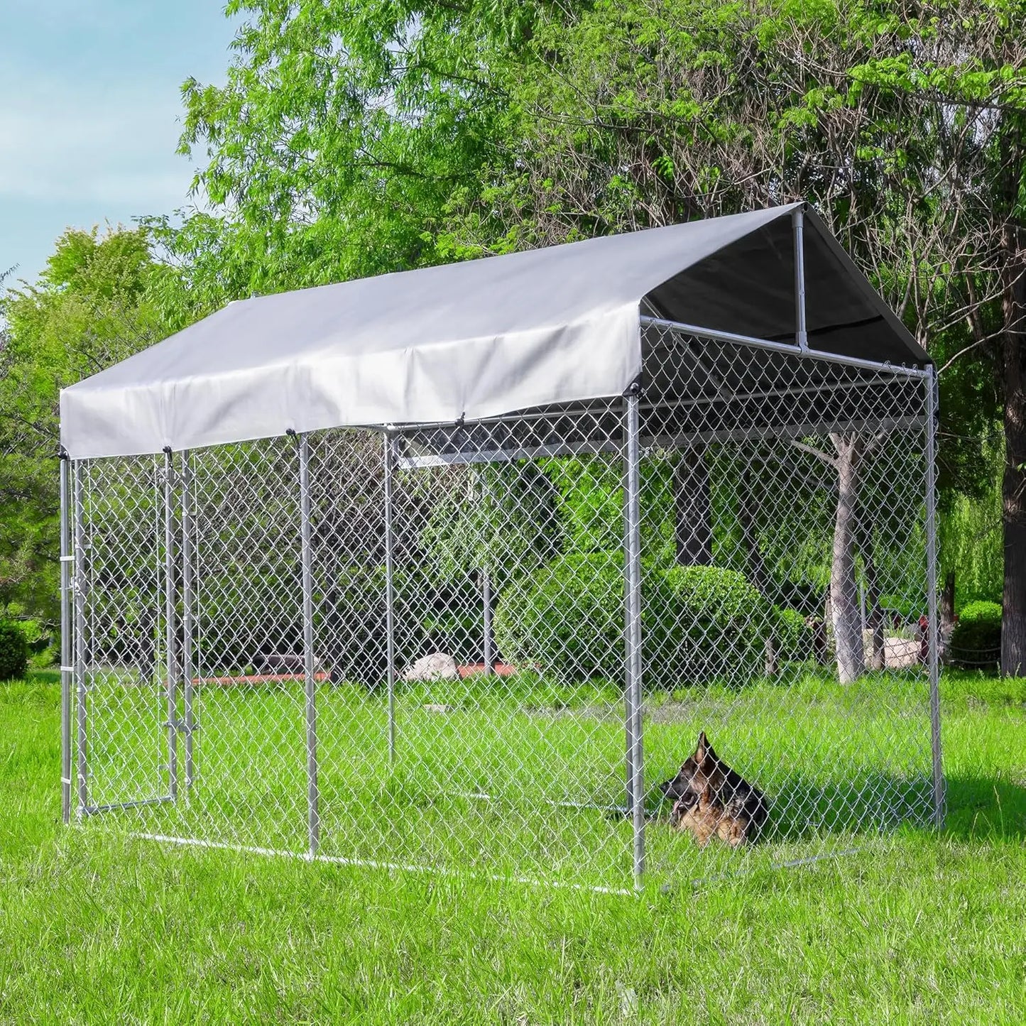 Large Galvanized Dog Kennel.