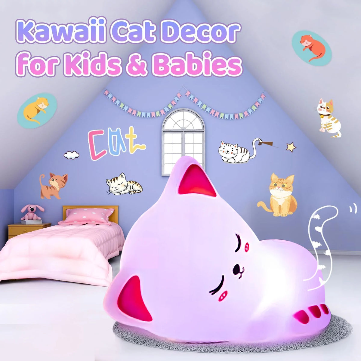 Cute Rechargeable Silicone LED Cat Night Light.