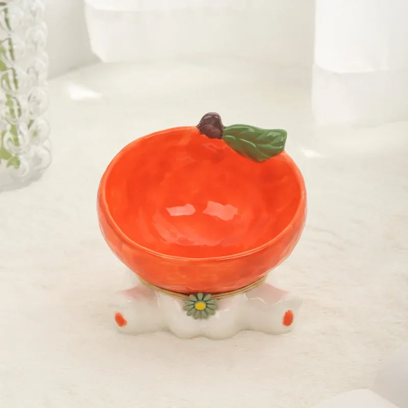 Tilted Cat Fruit Ceramic Bowl.