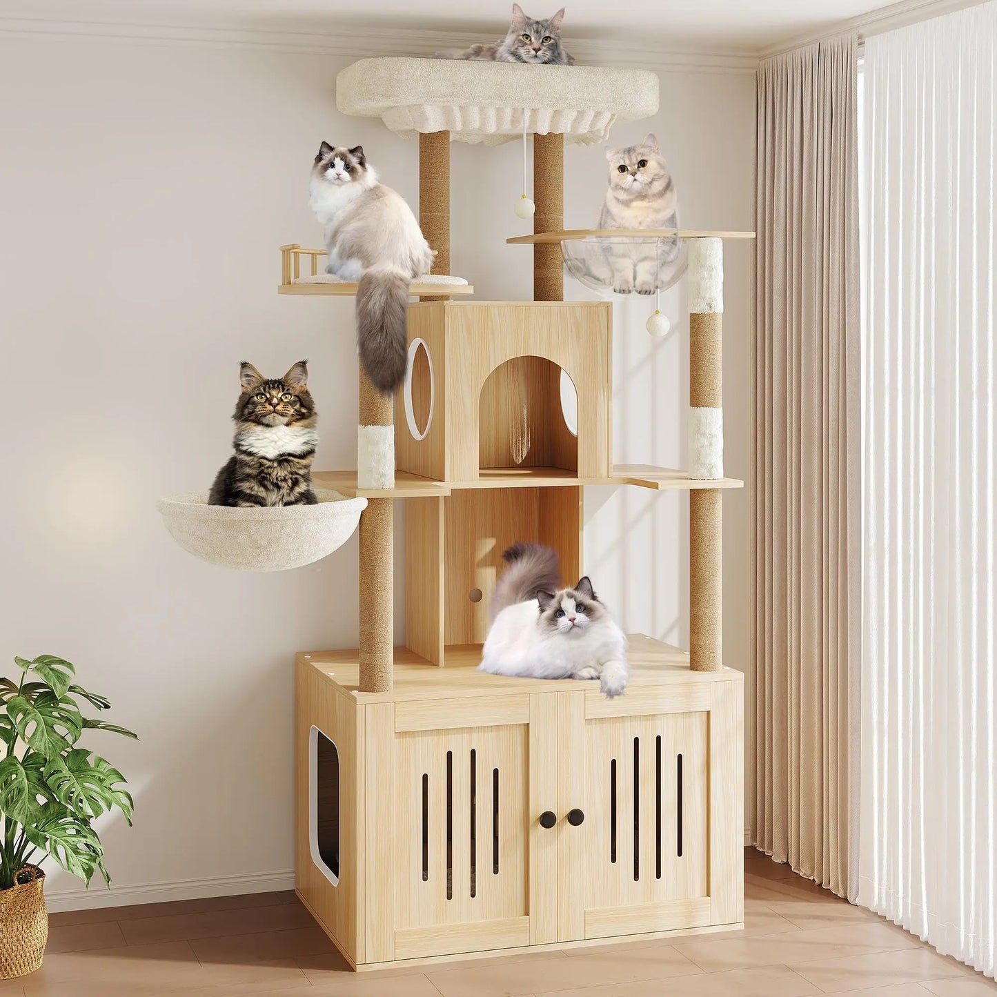 Cat Tree With Litter Box Enclosure.