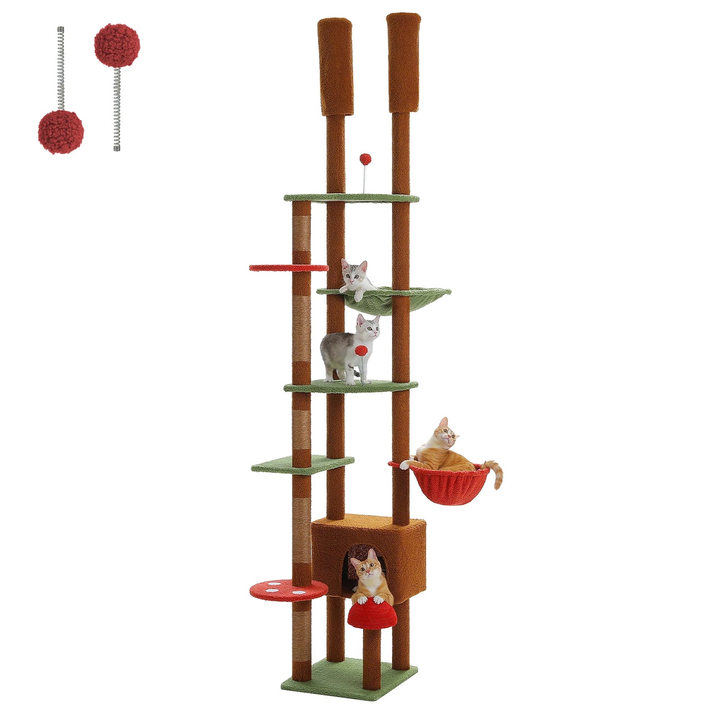 Height Adjustable Wooden Cat Tree.
