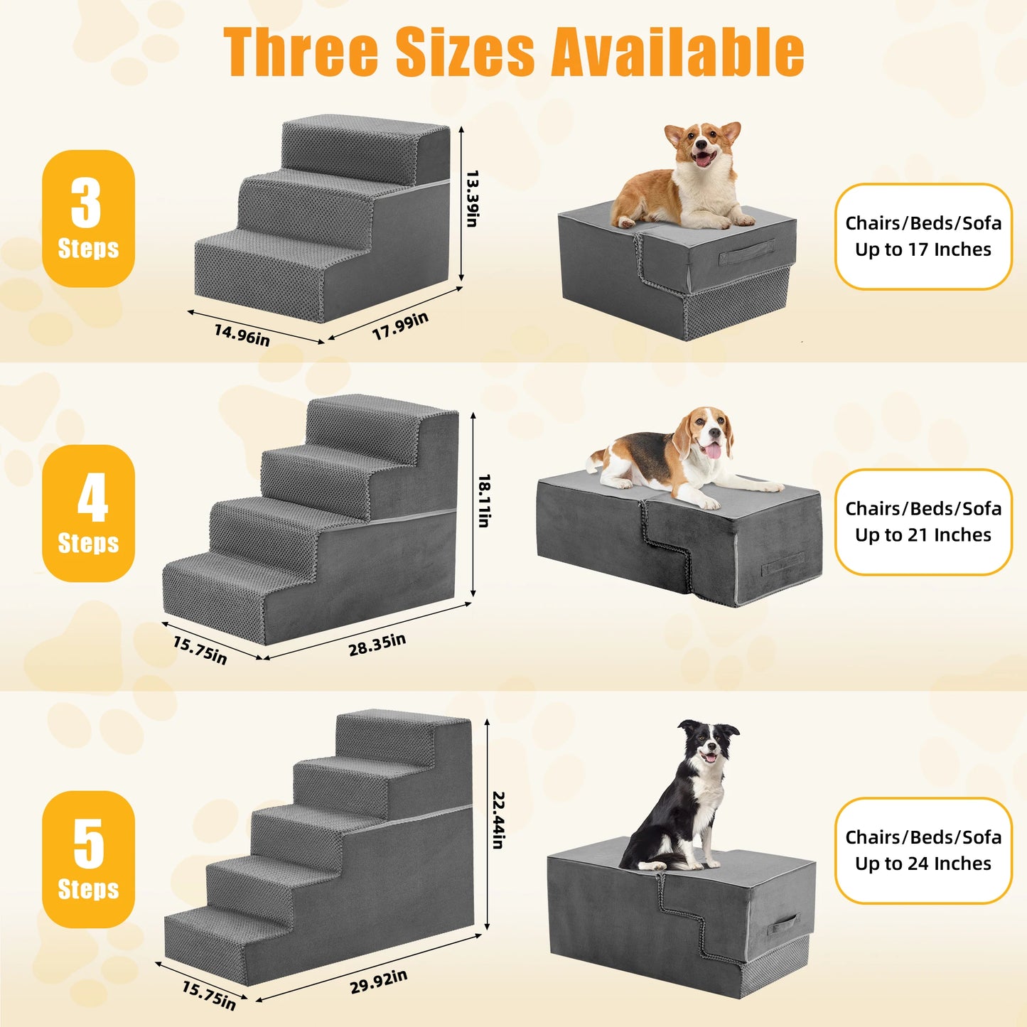 3-5 Steps Foam Dog Stairs.