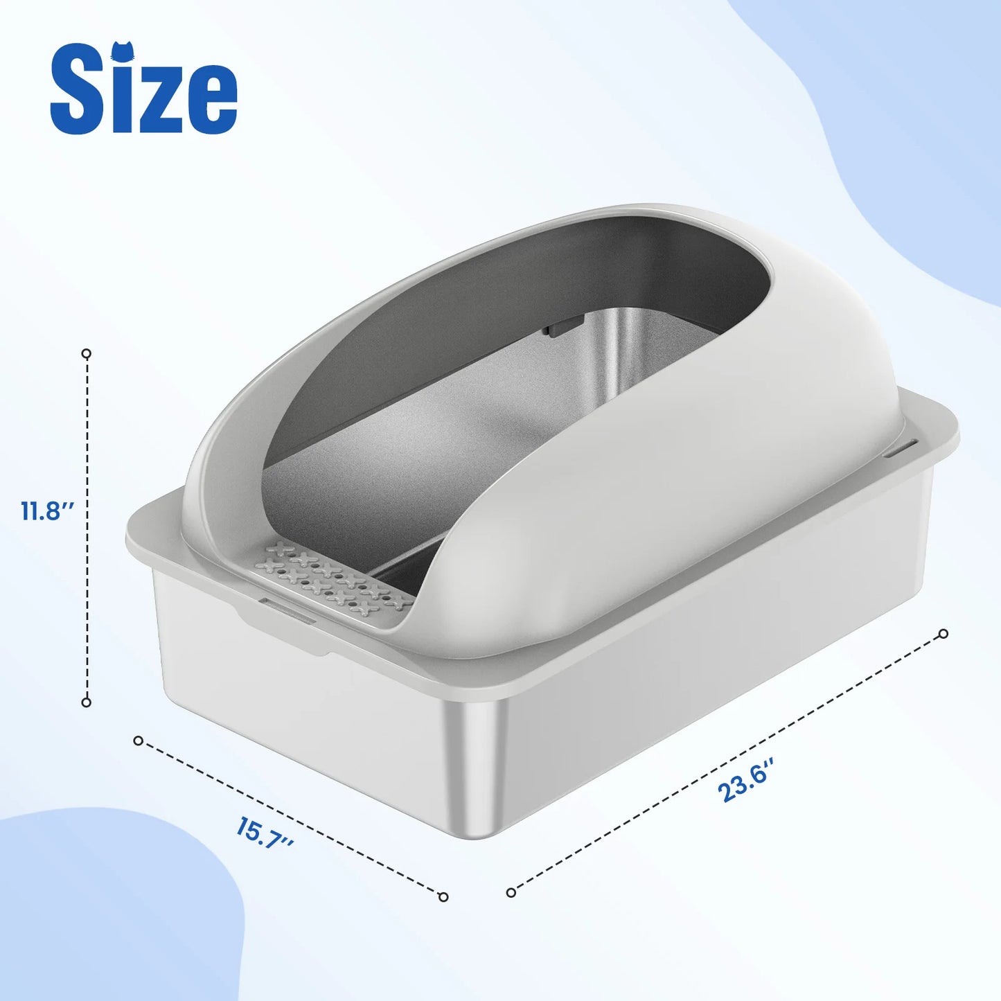 JHK Stainless 24IN Steel Cat Litter Box.