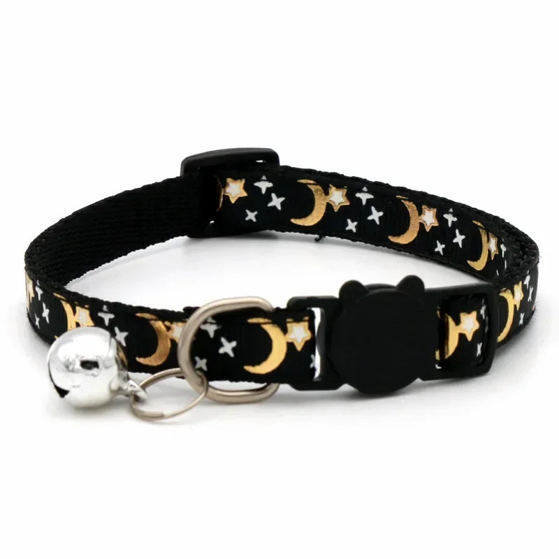 Cat Collar with Bell Cartoon Star Moon.