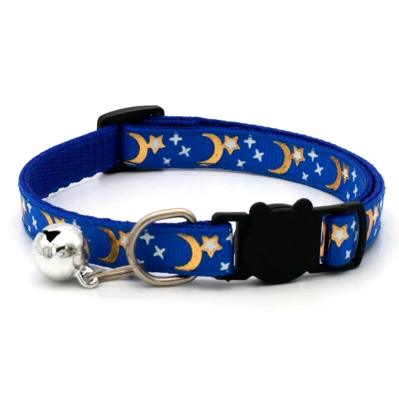 Cat Collar with Bell Cartoon Star Moon.