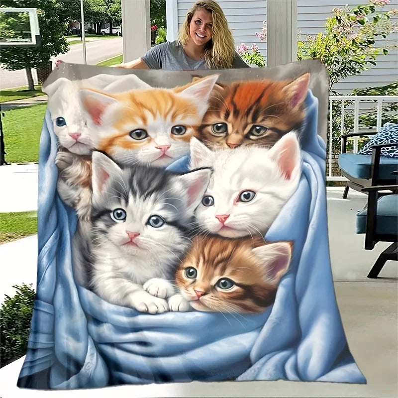 Cute Cat Thin Blanket.