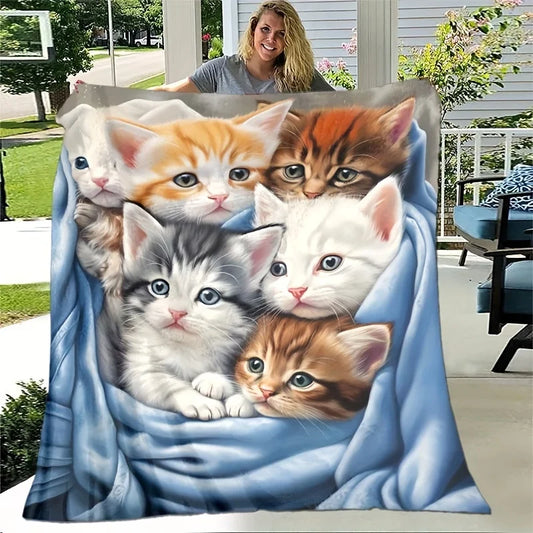 Cute Cat Thin Blanket.