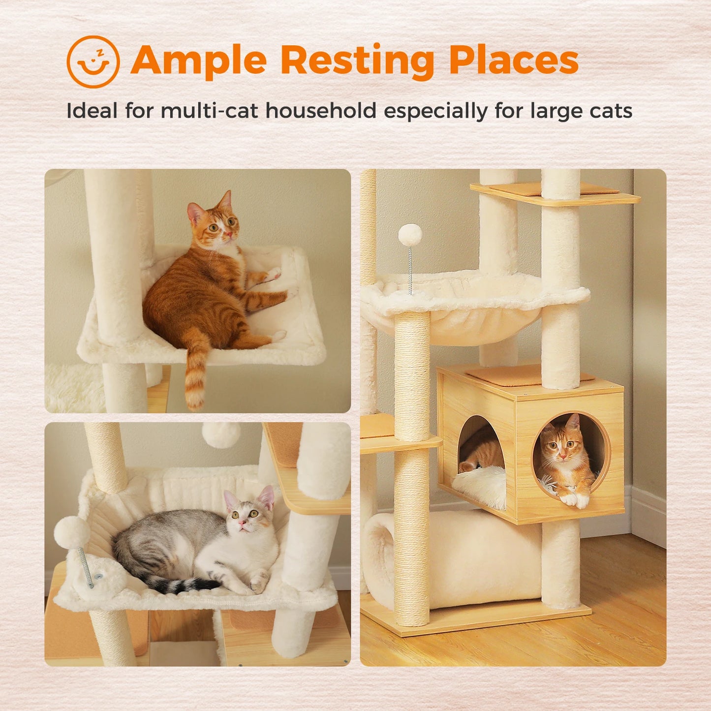 Height Adjustable Wooden Cat Tree.