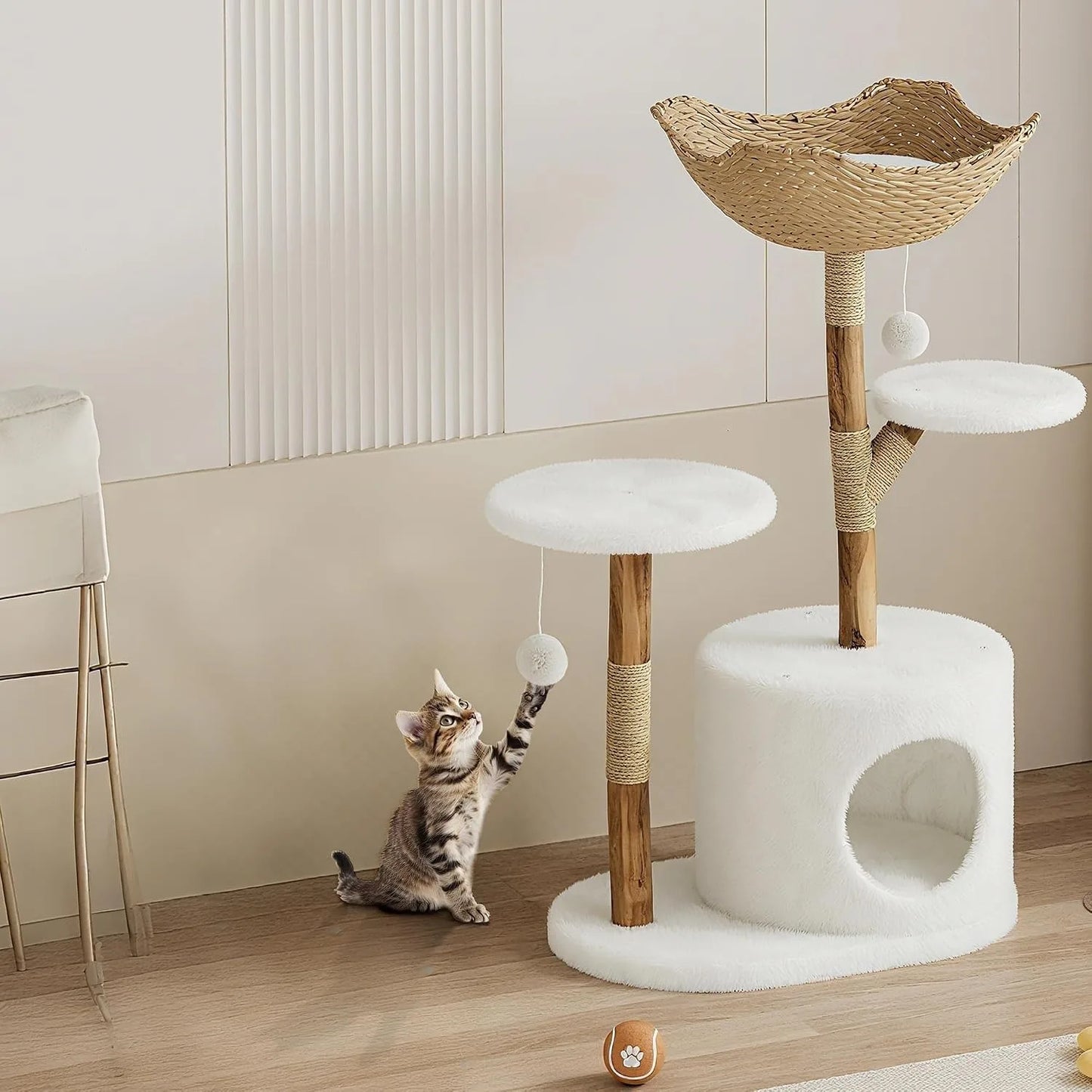 43 Inch Wooden Cat Tree Tower.