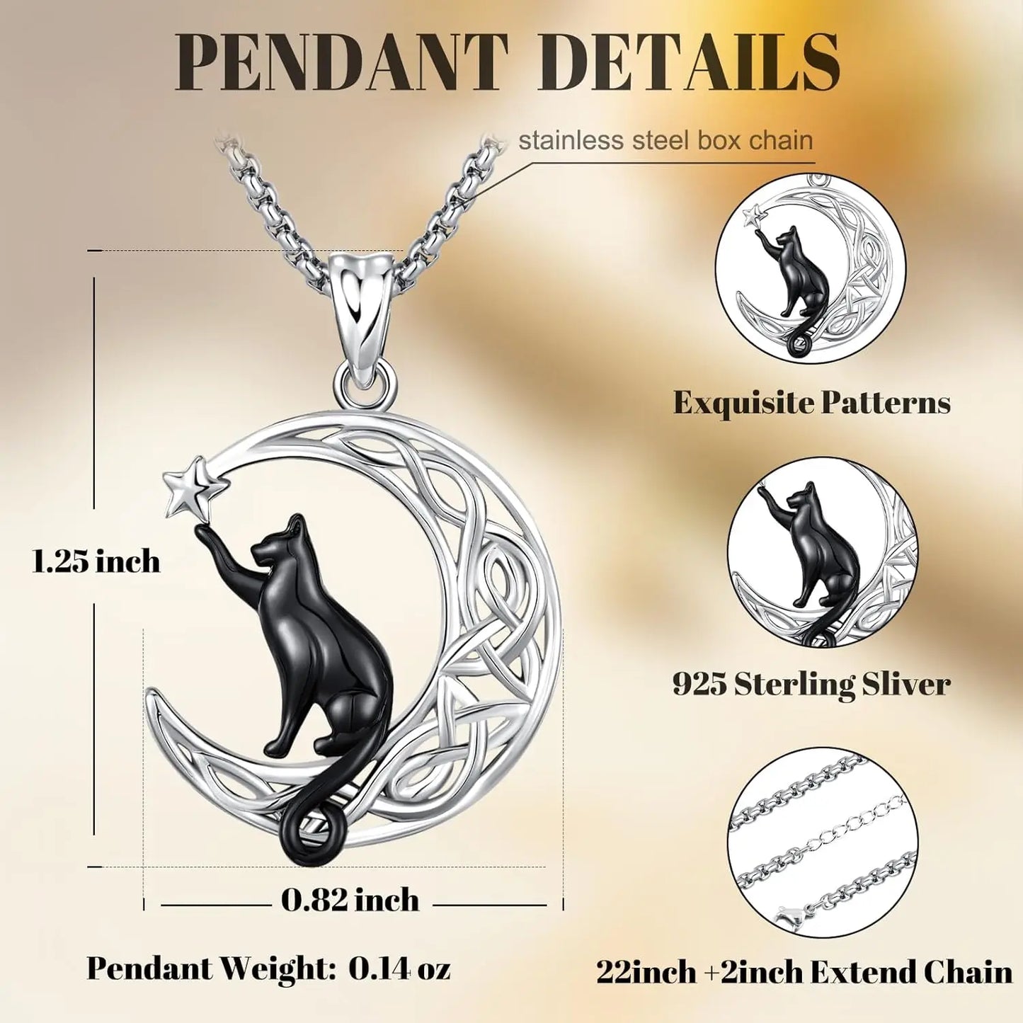 Black Cat Celtic knot Necklace.