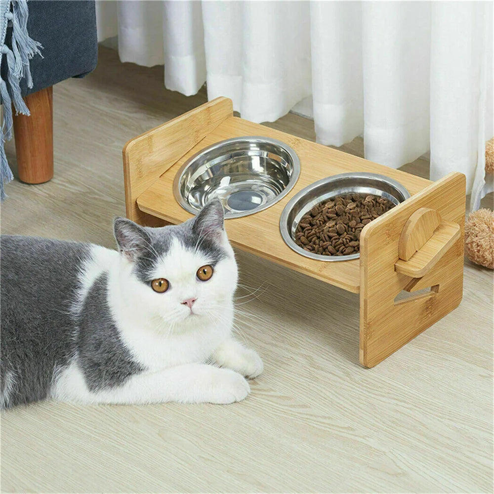 Elevated Cat Bowls with Stand Raised.