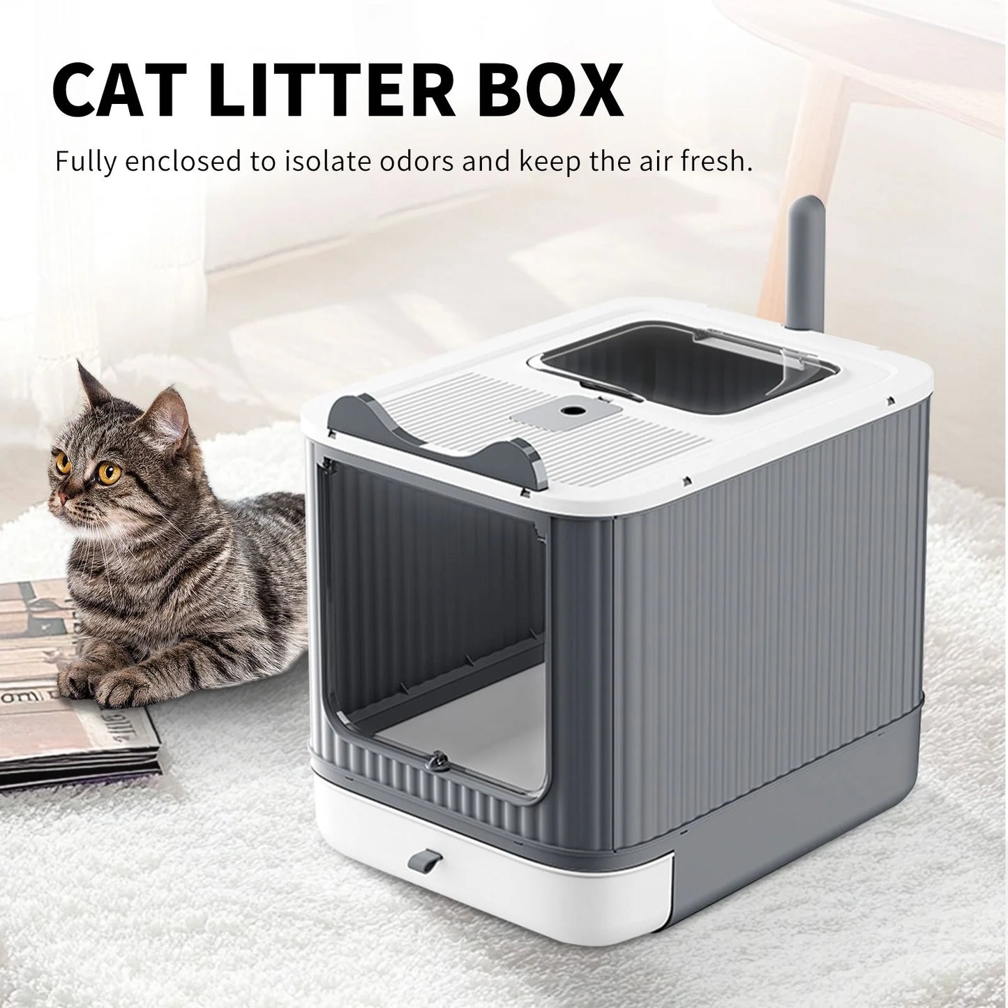 Fully Enclosed Cat Litter Box.