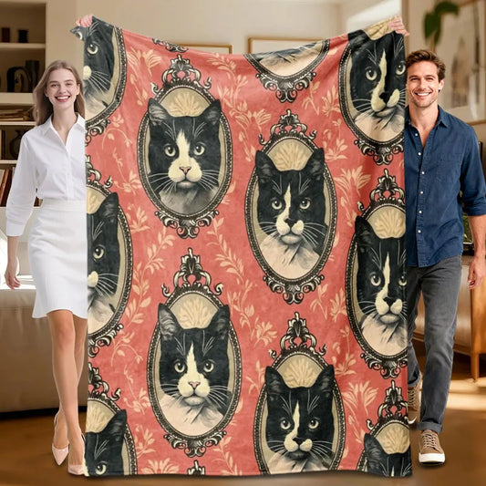 Black Cat Portrait Blanket.