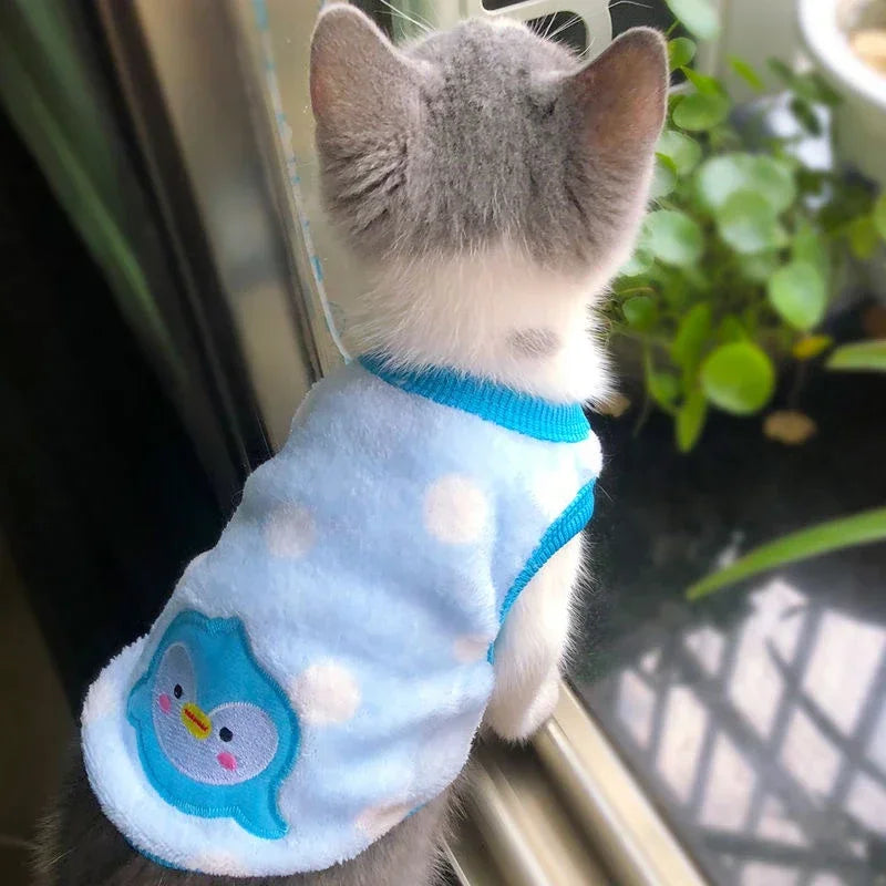 Cartoon Fleece Cat Clothes.